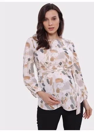 Блузка I love mum Мэрион бежевая для беременных (42)