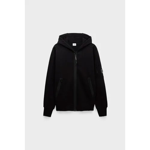Худи C.P. Company diagonal raised fleece zipped lens hoodie, размер 56, черный