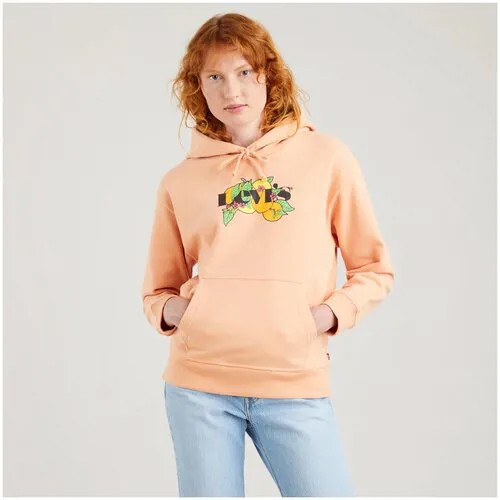 Худи Levi's, средней длины, капюшон, размер M, розовый