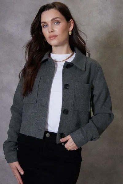 Укороченная куртка 'Galata' с начесом Threadbare, серый