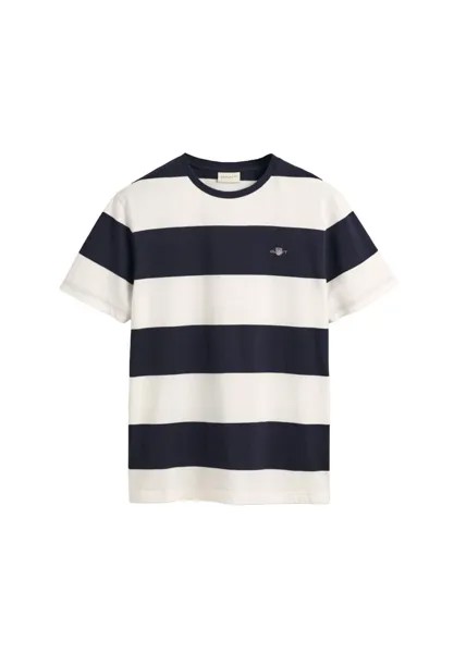 Мужская футболка в полоску - BAR STRIPE T-SHIRT, круглый вырез, короткий рукав, хлопок GANT