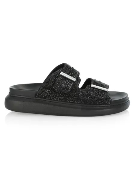Гибридные шлепанцы с двойной пряжкой и кристаллами Alexander Mcqueen, черный