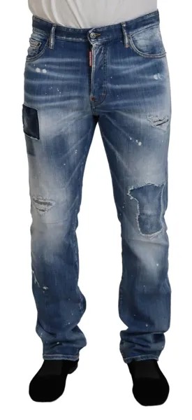 Джинсы DSQUARED2 Синие потертые потертые повседневные джинсы прямого кроя IT48/W34/M 800 долларов США