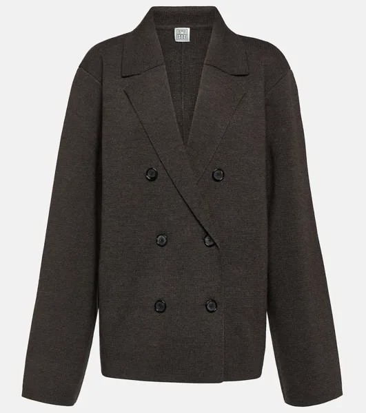 Двубортный шерстяной пиджак Toteme, коричневый