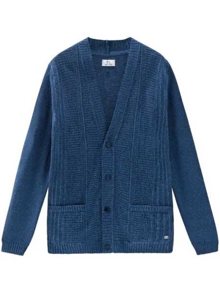 Woolrich кардиган в рубчик с V-образным вырезом, синий