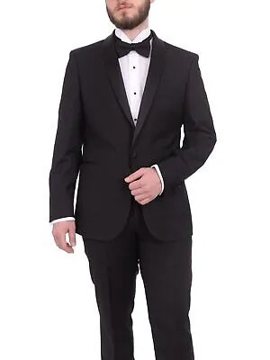 Gino Vitale Slim Fit однотонный черный костюм-смокинг на одной пуговице с атласными лацканами с шалевыми лацканами