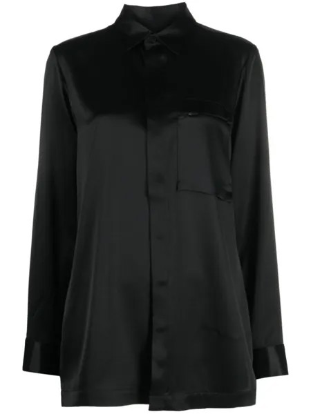 Y-3 атласная рубашка с длинными рукавами, черный