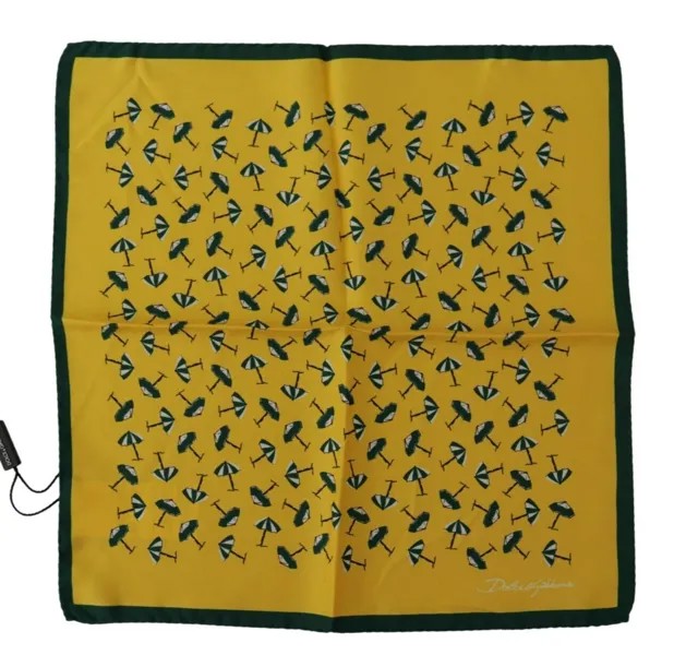 DOLCE - GABBANA Шарф Желтый Квадратный мужской носовой платок с принтом логотипа DG 30x30 см