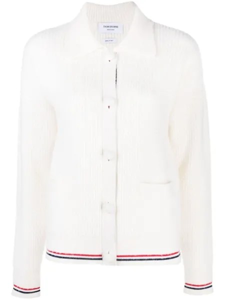 Thom Browne фактурный кардиган с полосками RWB, белый