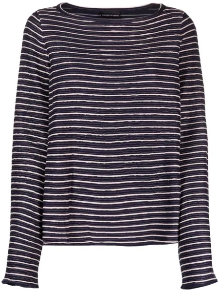 Emporio Armani полосатый джемпер, синий