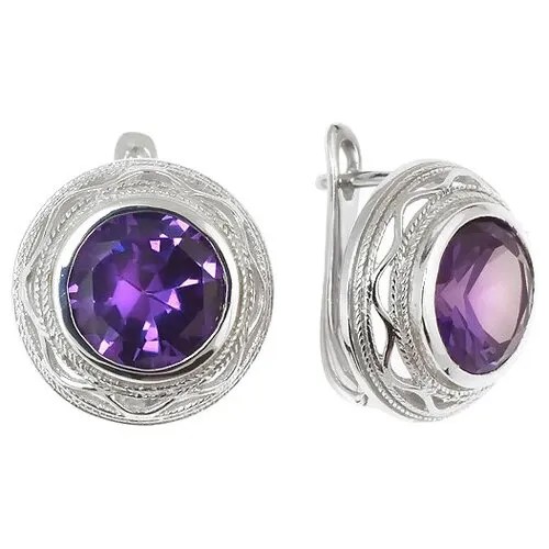 Серьги 2405936354 из серебра 925 пробы с александритом синтетическим