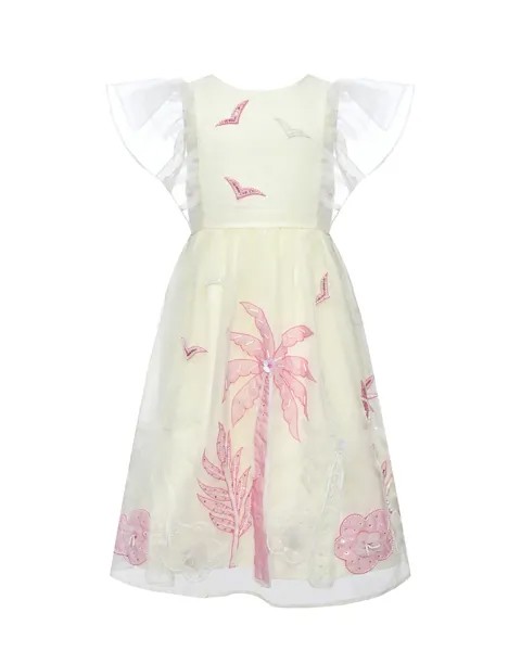 Платье из органзы с ручной аппликацией, белое Eirene