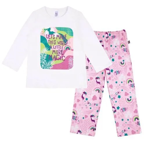 Пижама BOSSA NOVA 362К-171 для девочки, цвет белый/розовый, размер 140