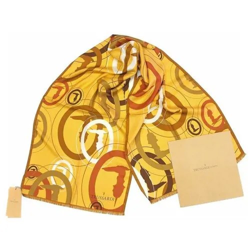 Стильный шарф в горчичных оттенках с логотипами Trussardi 820964