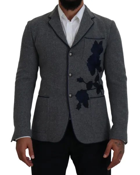 Блейзер DOLCE - GABBANA Серый шерстяной пиджак с розами приталенного кроя IT44 / US34/ XS Рекомендуемая розничная цена 2400 долларов США
