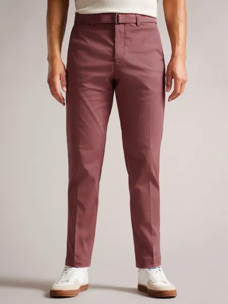 Прямые брюки с поясом Ted Baker Quarts, темно-бордовые