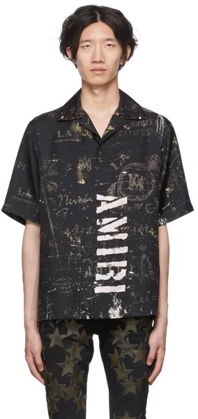 Черная армейская рубашка с трафаретом AMIRI