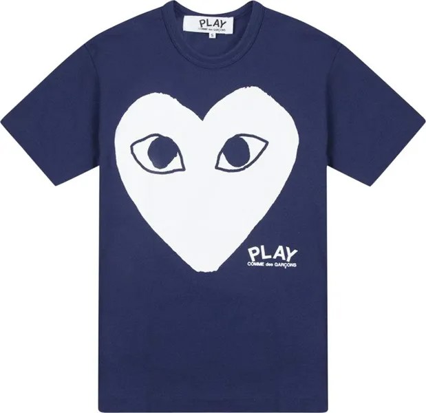 Футболка Comme des Garçons PLAY Heart Text T-Shirt 'Navy', синий
