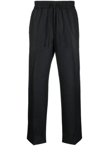 Brioni drawstring-waist straight-leg tailored trousers, серый