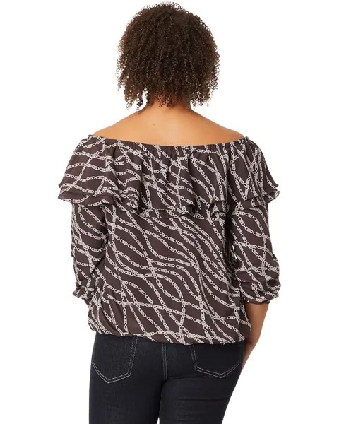 Топ Michael Kors Plus Size Stadium Ruffle Top, цвет Chocolate