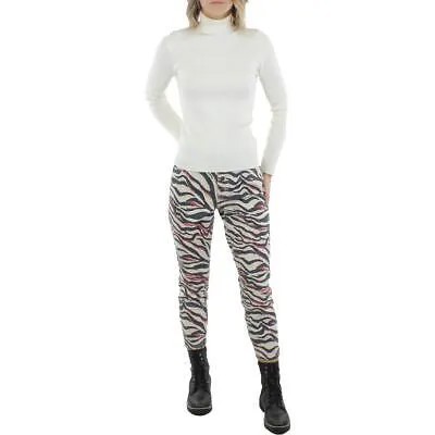 Женские джинсы скинни Guess цвета слоновой кости с высокой посадкой и животным принтом в стиле 90-х 25 BHFO 5010
