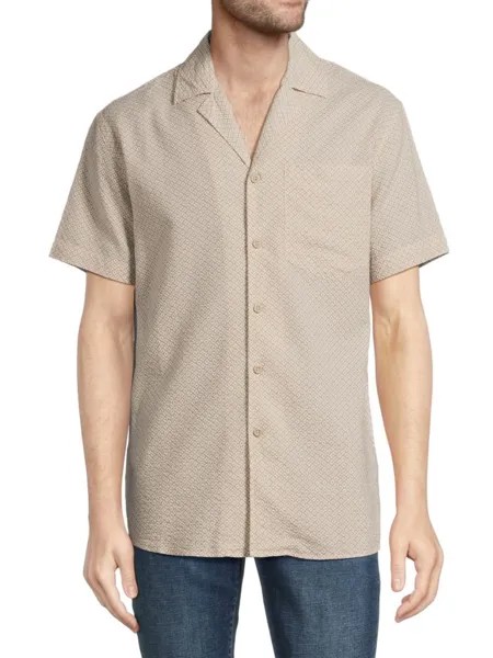 Классическая рубашка Camp с геометрическим принтом Eleven Paris, цвет Oatmeal