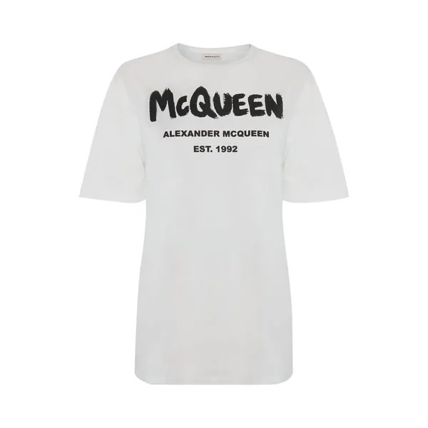 Футболка Alexander McQueen Graffiti T-Shirt 'White/Black', белый