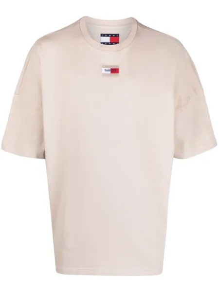 Tommy Jeans футболка с нашивкой-логотипом, нейтральный цвет