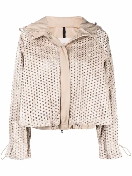 Moncler куртка на молнии с нашивкой-логотипом, нейтральный цвет