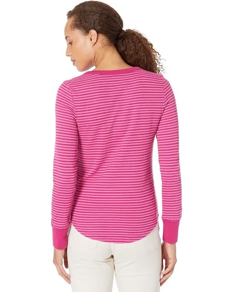 Рубашка U.S. POLO ASSN. Long Sleeve Striped Thermal Knit Shirt, цвет Hillsdale Fuchsia