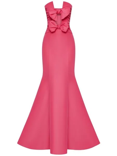 Платье с вырезами и бантом Oscar de la Renta, розовый