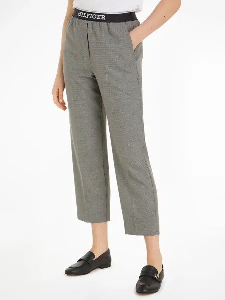 Тканые брюки Tommy Hilfiger SLIM STRAIGHT LOGO PANT с надписью-логотипом, цвет Weiß Kariert