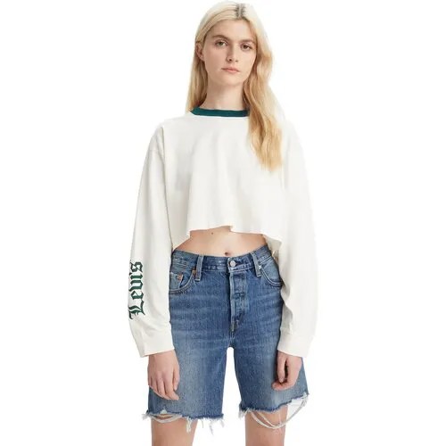 Лонгслив Levi's, хлопок, размер M, белый