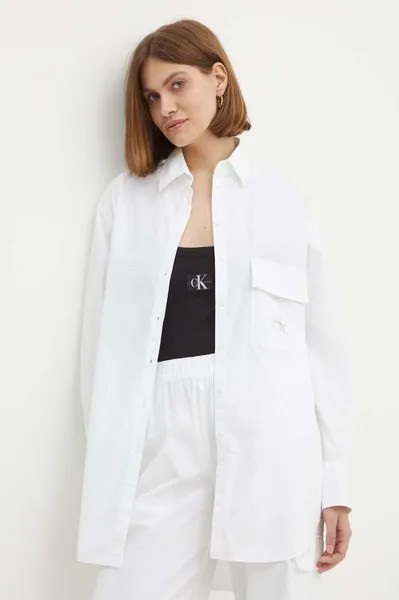 Хлопковая рубашка Calvin Klein Jeans, белый