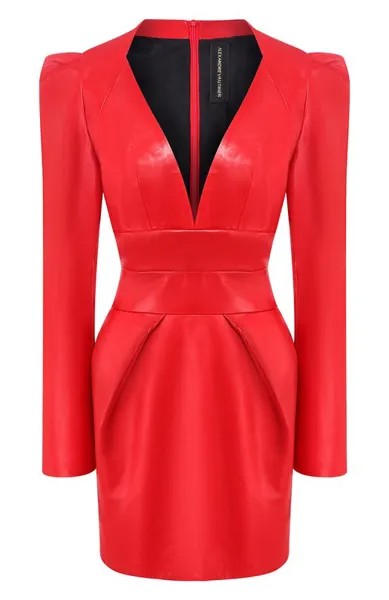 Кожаное платье с глубоким вырезом Alexandre Vauthier