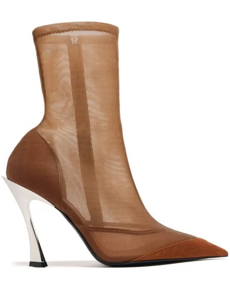 Клык 95мм сетка Сапоги Mugler, коричневый