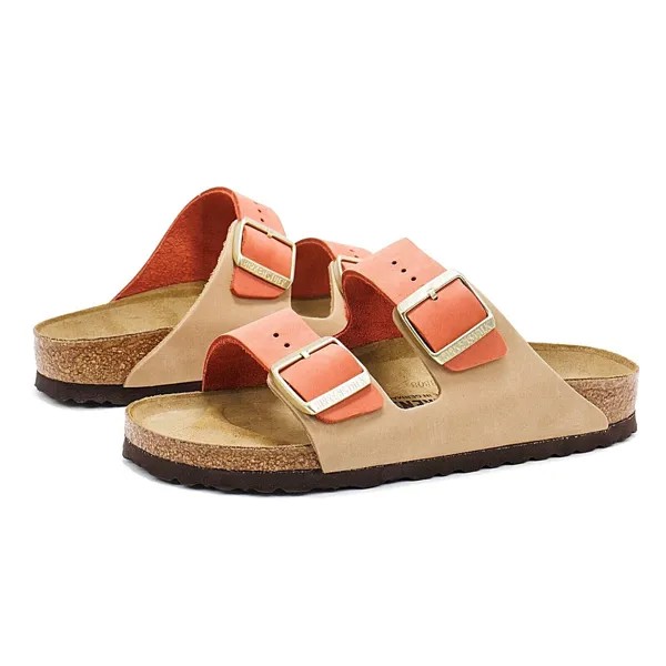 Женские регулируемые шлепанцы Birkenstock Arizona Split Sandcastle из нубука, НОВИНКА