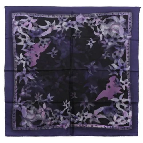 Платок NINA RICCI, натуральный шелк, 70х70 см, фиолетовый