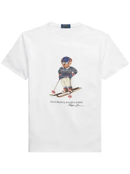 Polo Ralph Lauren футболка с принтом Teddy Bear, белый