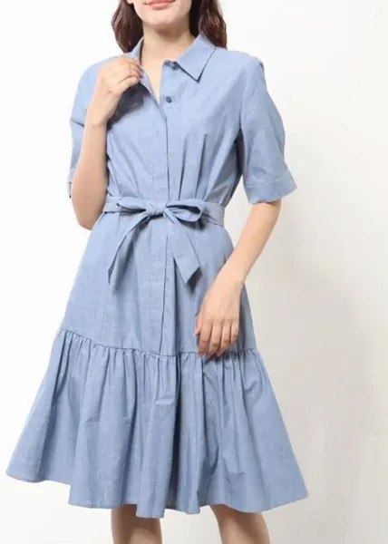 Платье-рубашка миди на пуговицах и воротнике спереди Calvin Klein NWT LIGHT DENIM, размер 14