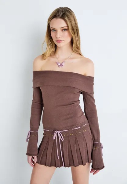 Платье из джерси SIENNA OFF THE SHOULDER DRESS Jaded London, коричневый