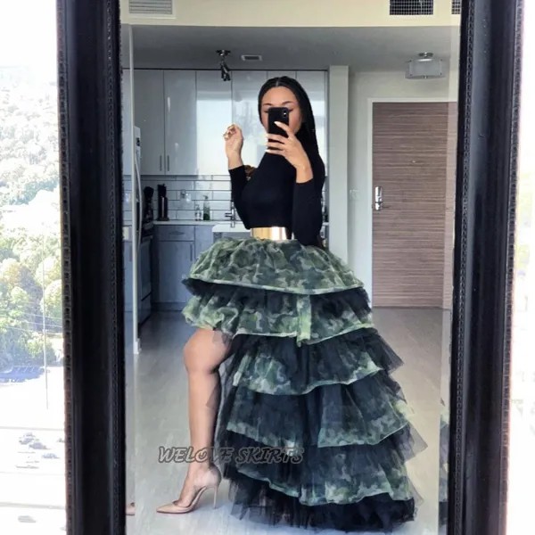 Сумасшедшая камуфляжная многослойная юбка, сделанная на заказ уличная крутая юбка для девочек, новинка 2020, модные женские юбки
