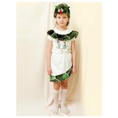 Карнавальный костюм Питон девочка 5-7 лет, рост 122-134 см (шапка питон, накидка, юбка)