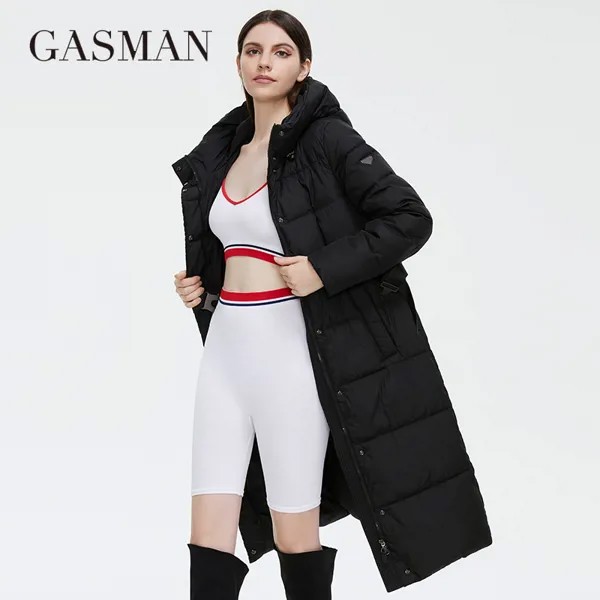 GASMAN 2022 женские зимние пуховики, длинные модные пальто с индивидуальным поясом, Женская Высококачественная теплая верхняя одежда, парки с капюшоном 21228