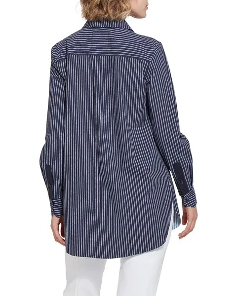 Топ Lysse Schiffer Button-Down Printed Microfiber Top, цвет Oxford Pinstripe