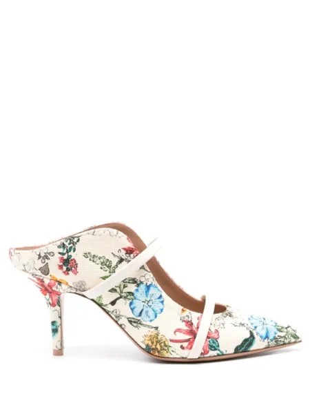 Malone Souliers мюли Maureen 70 с цветочным принтом, нейтральный цвет