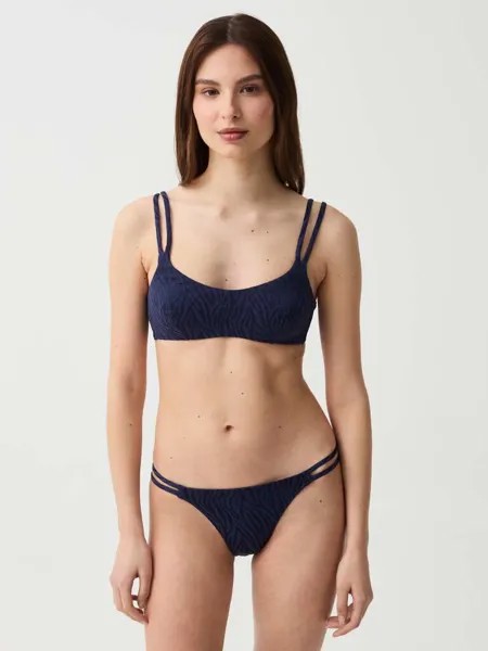 Топ бикини без косточек с анималистичным рисунком Ovs, цвет navy blue
