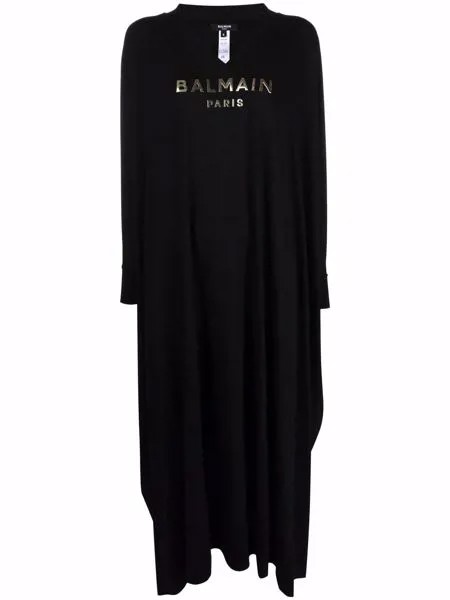 Balmain платье-трапеция макси с логотипом