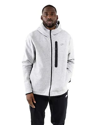 Мужская толстовка с капюшоном на молнии Nike черного/серого цвета Tech Fleece — XL
