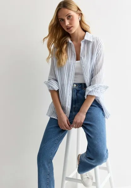 Рубашка Stripe Long Sleeve New Look, синий